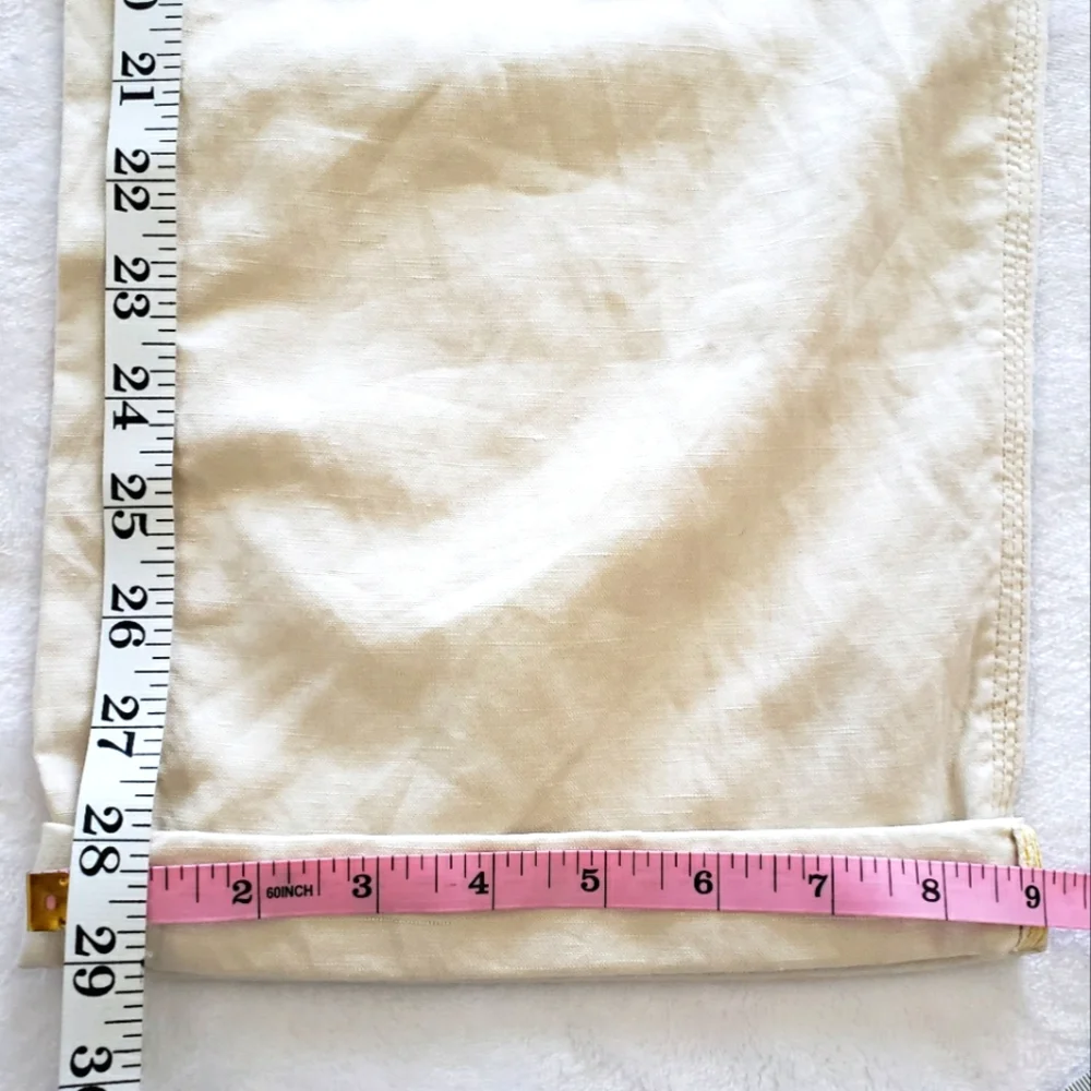 BANANA REPUBLIC Relaxed Fit Rolled Cuff Mid Rise Cotton Linen Pants--NWT--32 L